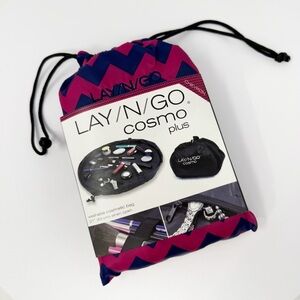 Lay-n-Go Cosmo Plus Chevron Drawstring Cosmetic Bag 21” Travel makeup organizer